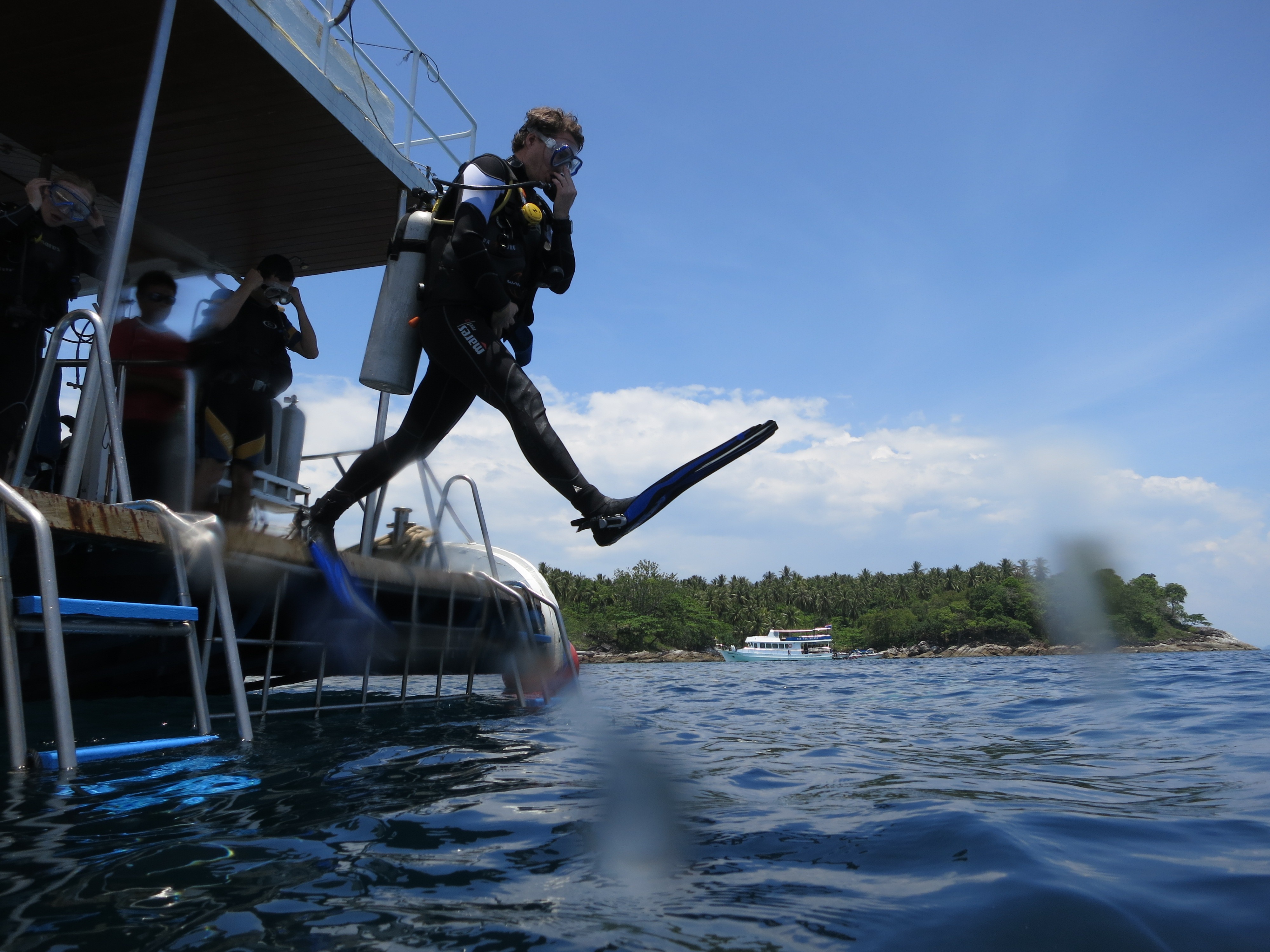 Scuba Diver Entering Sea